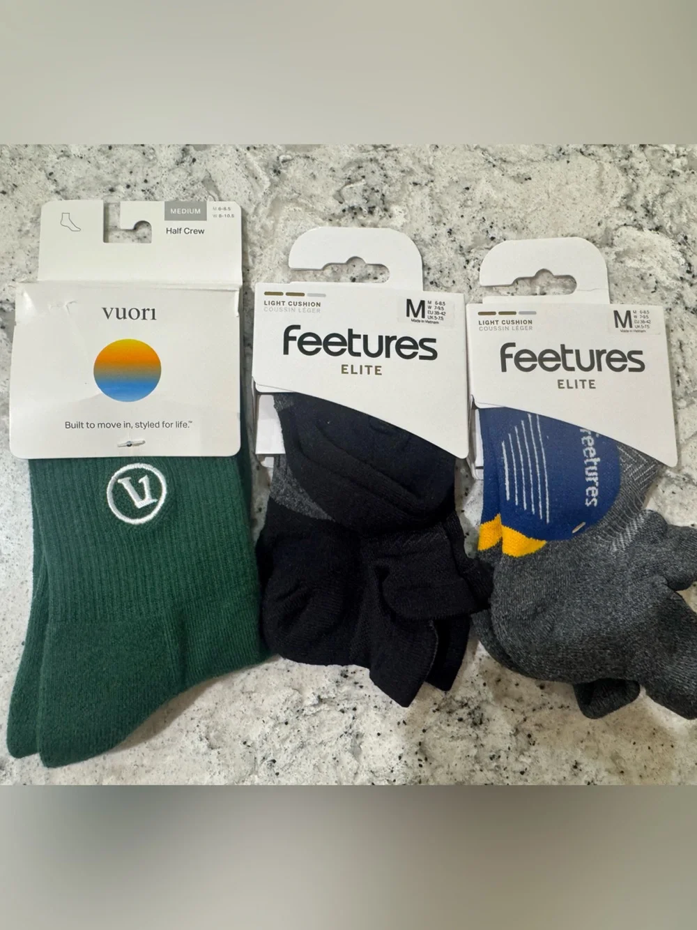 Vuori and Feetures M women’s socks